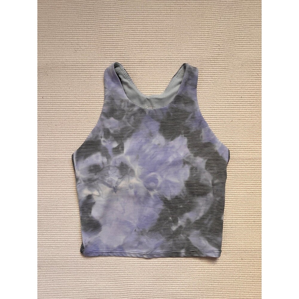 Athleta Girl Long Distance Bra in Blue/Gray Tie Dye Size LARGE/12